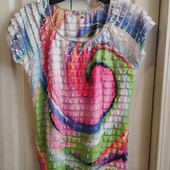 Moa Moa Tops - Moa Moa Multicolor Ruffle Blouse